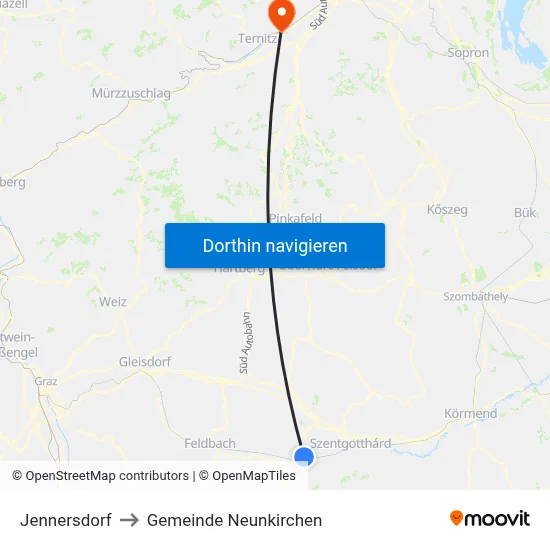 Jennersdorf to Gemeinde Neunkirchen map