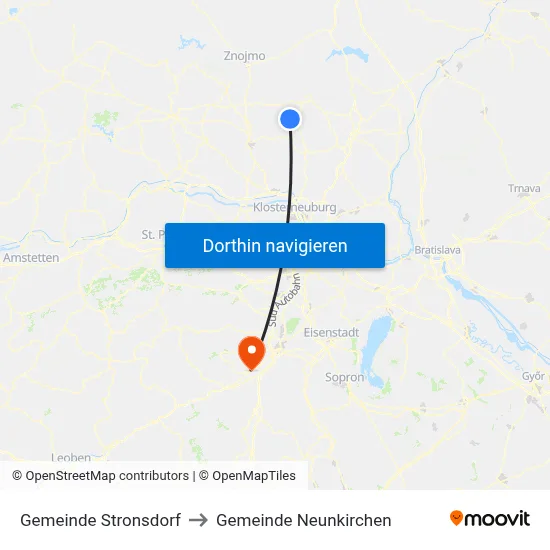 Gemeinde Stronsdorf to Gemeinde Neunkirchen map