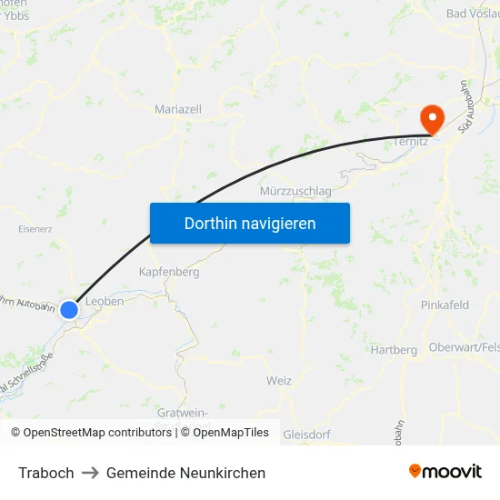 Traboch to Gemeinde Neunkirchen map