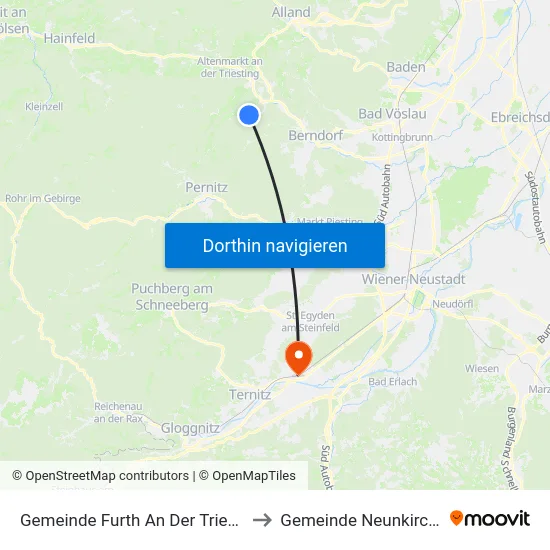 Gemeinde Furth An Der Triesting to Gemeinde Neunkirchen map