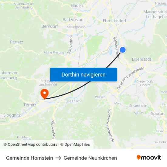 Gemeinde Hornstein to Gemeinde Neunkirchen map