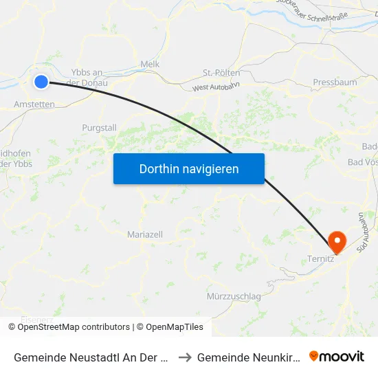 Gemeinde Neustadtl An Der Donau to Gemeinde Neunkirchen map