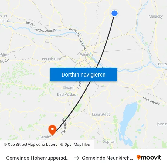 Gemeinde Hohenruppersdorf to Gemeinde Neunkirchen map