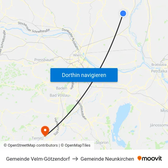 Gemeinde Velm-Götzendorf to Gemeinde Neunkirchen map