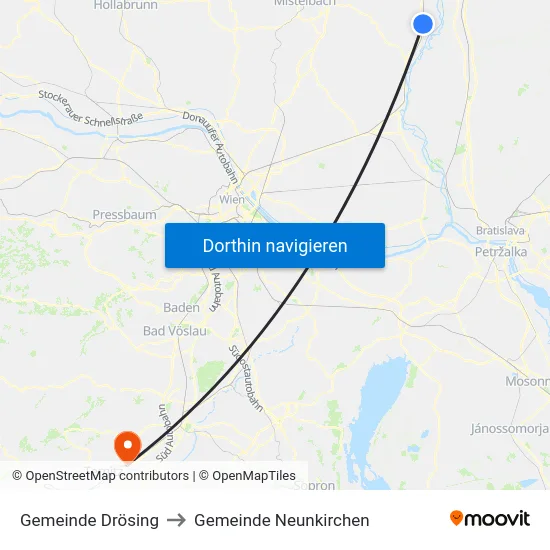 Gemeinde Drösing to Gemeinde Neunkirchen map