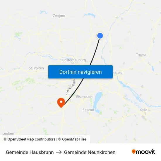 Gemeinde Hausbrunn to Gemeinde Neunkirchen map