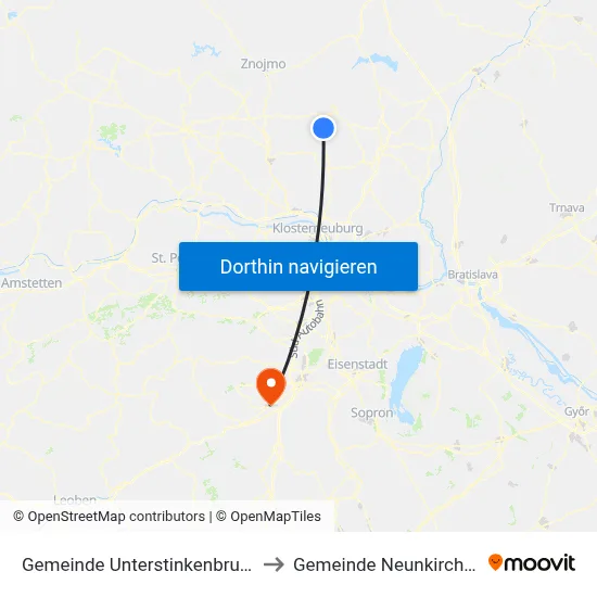 Gemeinde Unterstinkenbrunn to Gemeinde Neunkirchen map