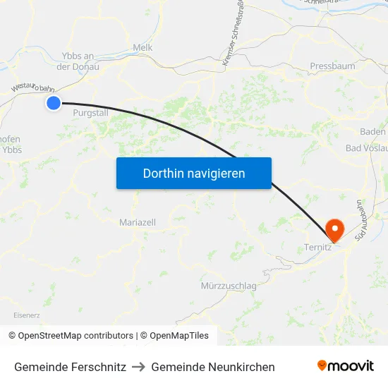 Gemeinde Ferschnitz to Gemeinde Neunkirchen map
