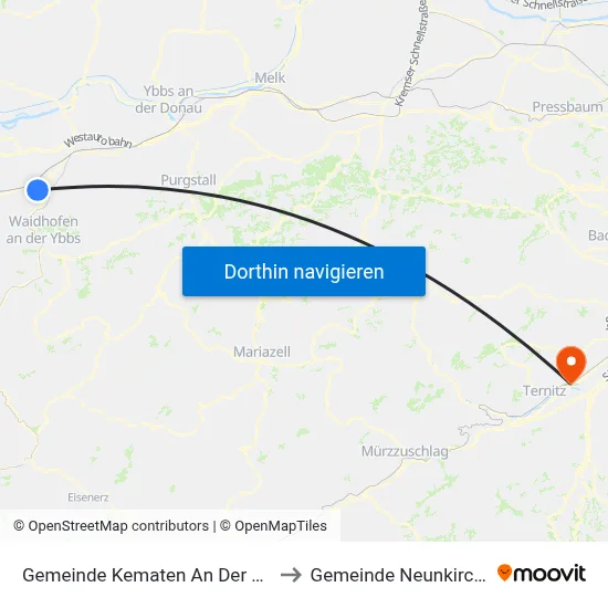 Gemeinde Kematen An Der Ybbs to Gemeinde Neunkirchen map