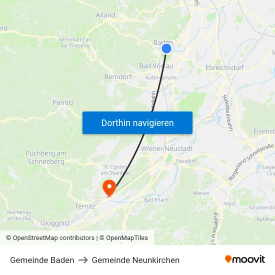 Gemeinde Baden to Gemeinde Neunkirchen map