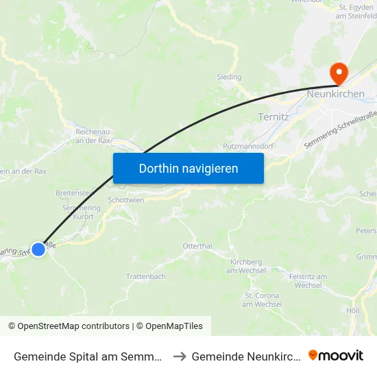 Gemeinde Spital am Semmering to Gemeinde Neunkirchen map
