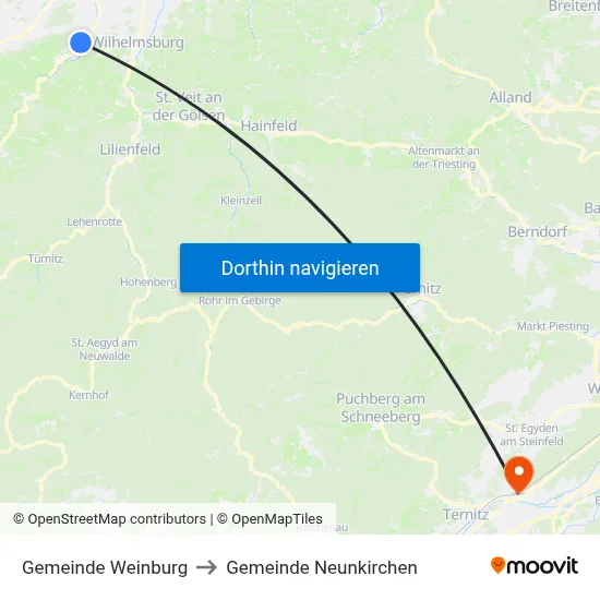 Gemeinde Weinburg to Gemeinde Neunkirchen map