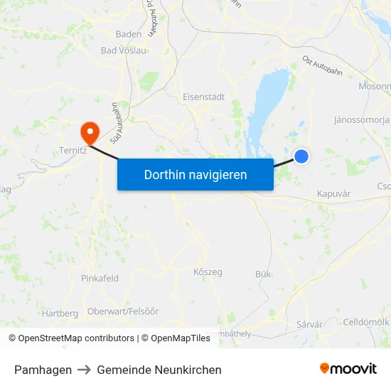 Pamhagen to Gemeinde Neunkirchen map