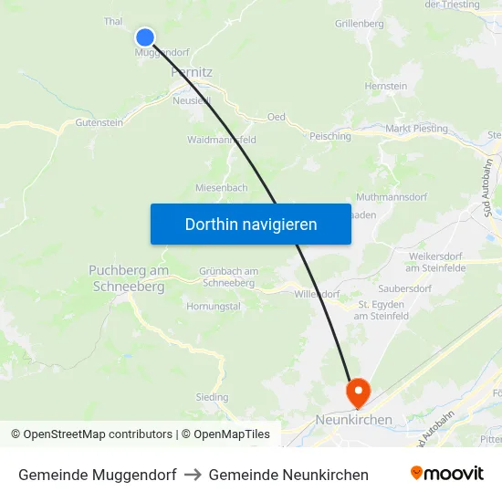 Gemeinde Muggendorf to Gemeinde Neunkirchen map