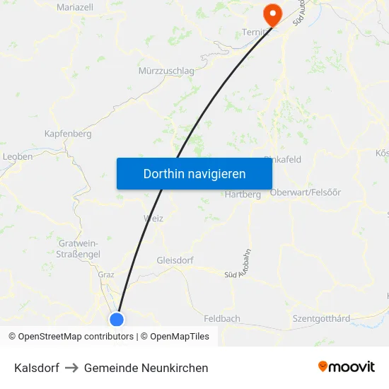 Kalsdorf to Gemeinde Neunkirchen map