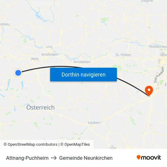 Attnang-Puchheim to Gemeinde Neunkirchen map
