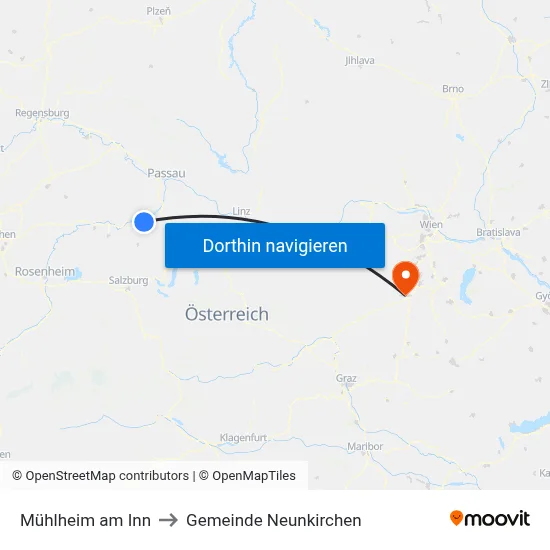 Mühlheim am Inn to Gemeinde Neunkirchen map