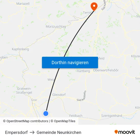 Empersdorf to Gemeinde Neunkirchen map