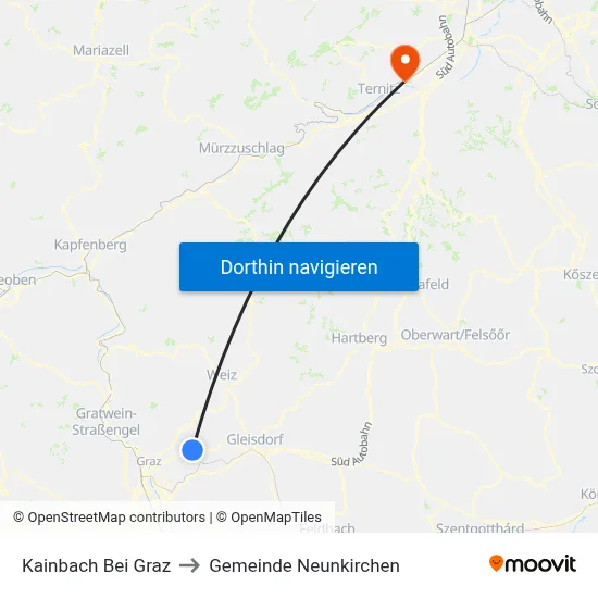 Kainbach Bei Graz to Gemeinde Neunkirchen map