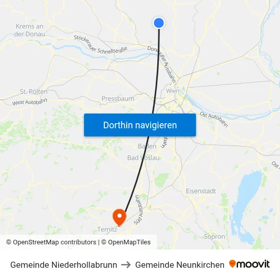 Gemeinde Niederhollabrunn to Gemeinde Neunkirchen map