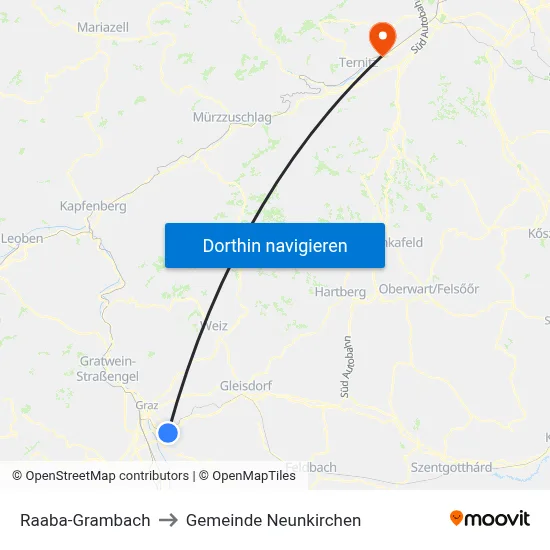 Raaba-Grambach to Gemeinde Neunkirchen map