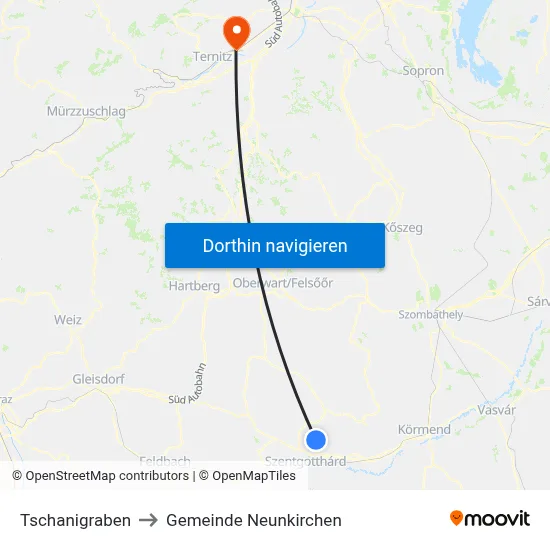 Tschanigraben to Gemeinde Neunkirchen map