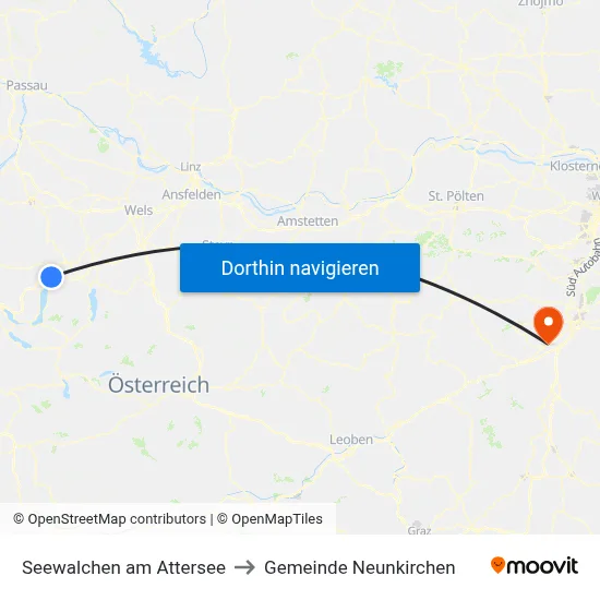 Seewalchen am Attersee to Gemeinde Neunkirchen map
