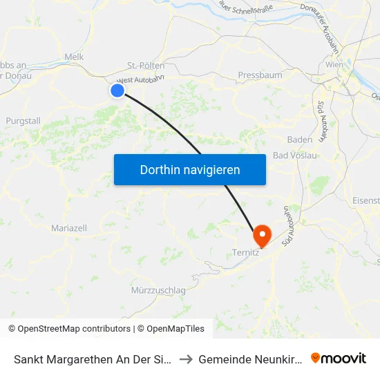 Sankt Margarethen An Der Sierning to Gemeinde Neunkirchen map