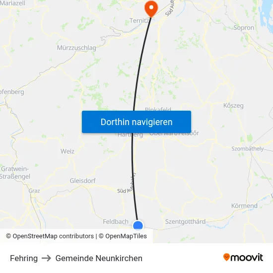 Fehring to Gemeinde Neunkirchen map