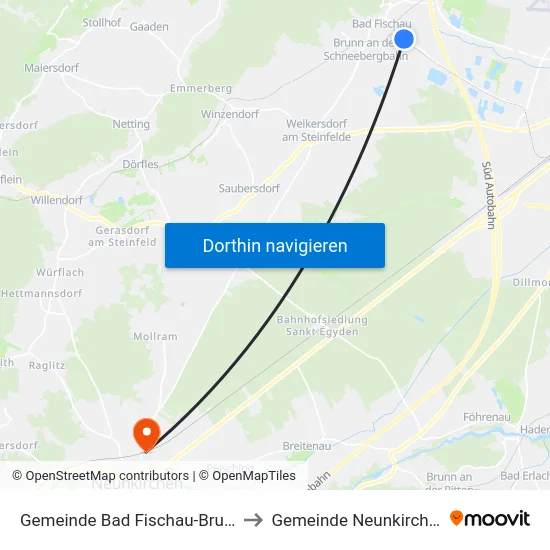 Gemeinde Bad Fischau-Brunn to Gemeinde Neunkirchen map