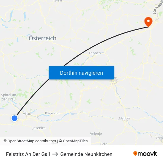Feistritz An Der Gail to Gemeinde Neunkirchen map
