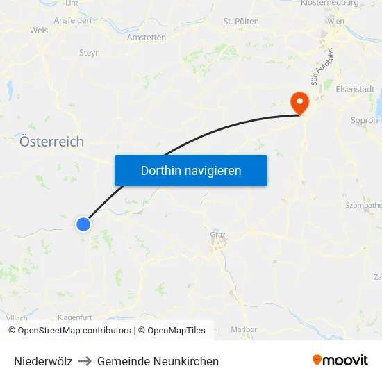 Niederwölz to Gemeinde Neunkirchen map
