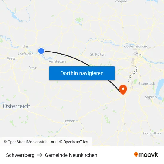 Schwertberg to Gemeinde Neunkirchen map