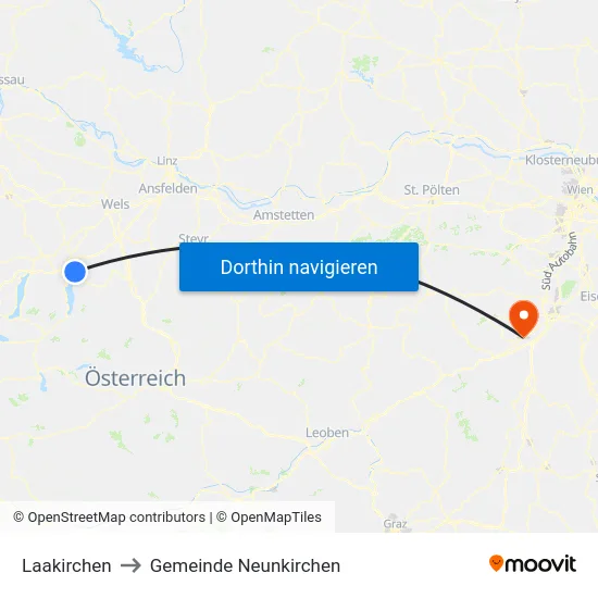 Laakirchen to Gemeinde Neunkirchen map