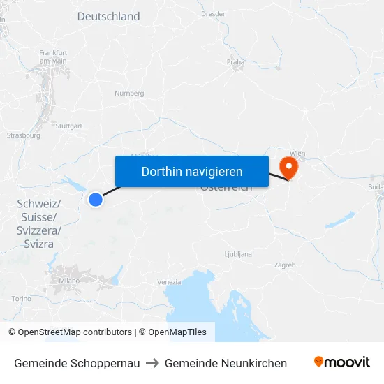 Gemeinde Schoppernau to Gemeinde Neunkirchen map