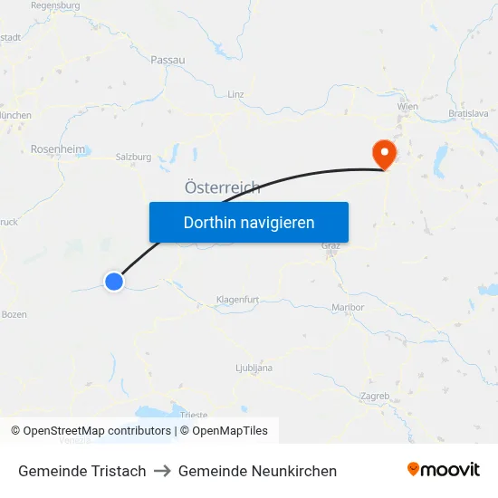 Gemeinde Tristach to Gemeinde Neunkirchen map