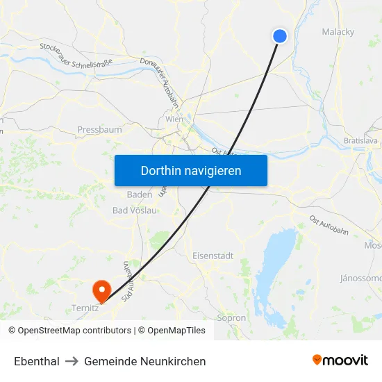 Ebenthal to Gemeinde Neunkirchen map