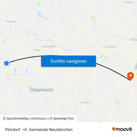 Pöndorf to Gemeinde Neunkirchen map