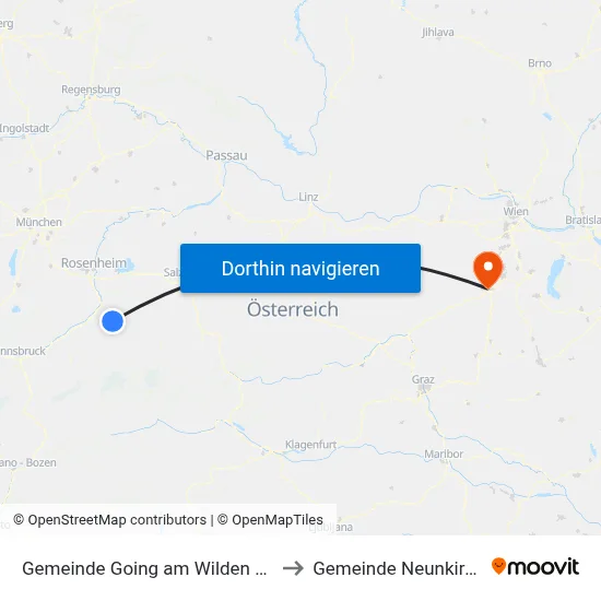 Gemeinde Going am Wilden Kaiser to Gemeinde Neunkirchen map