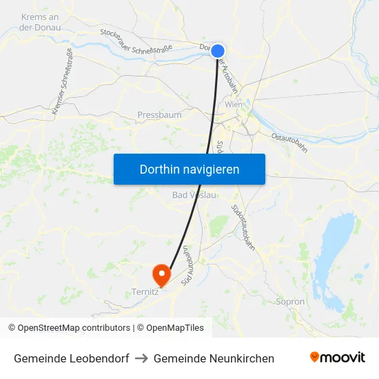 Gemeinde Leobendorf to Gemeinde Neunkirchen map