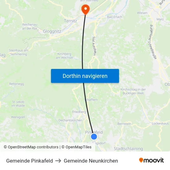 Gemeinde Pinkafeld to Gemeinde Neunkirchen map