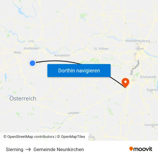 Sierning to Gemeinde Neunkirchen map