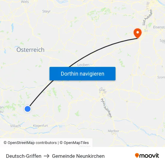 Deutsch-Griffen to Gemeinde Neunkirchen map