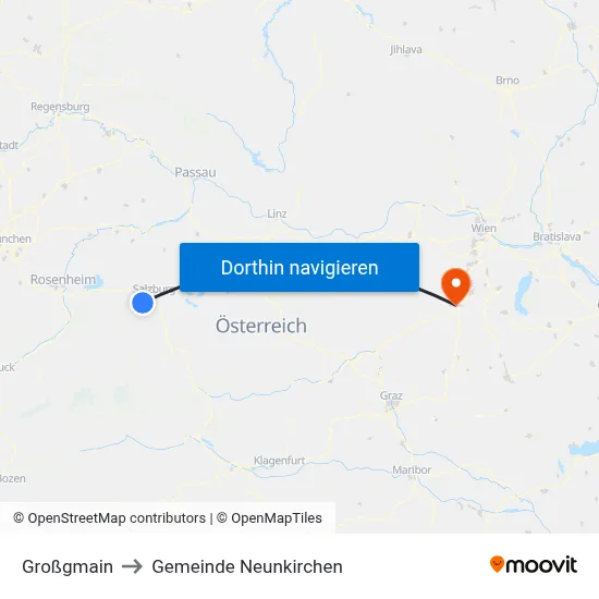 Großgmain to Gemeinde Neunkirchen map