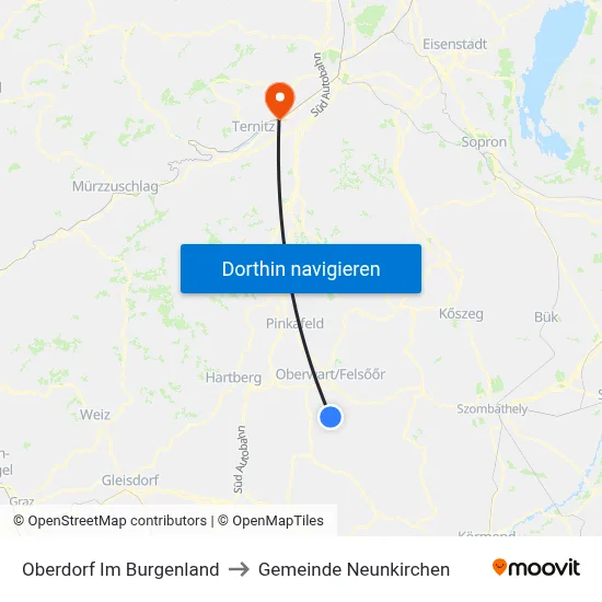 Oberdorf Im Burgenland to Gemeinde Neunkirchen map