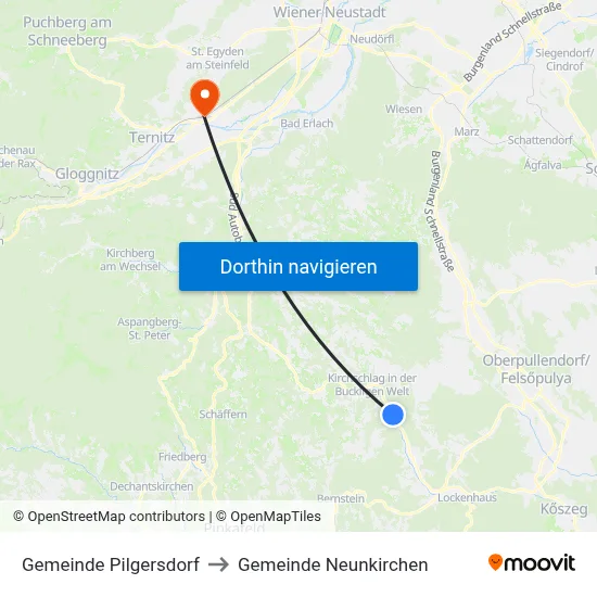 Gemeinde Pilgersdorf to Gemeinde Neunkirchen map