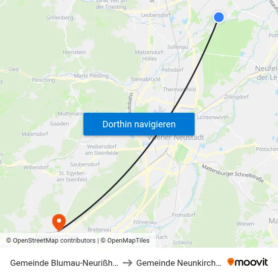 Gemeinde Blumau-Neurißhof to Gemeinde Neunkirchen map