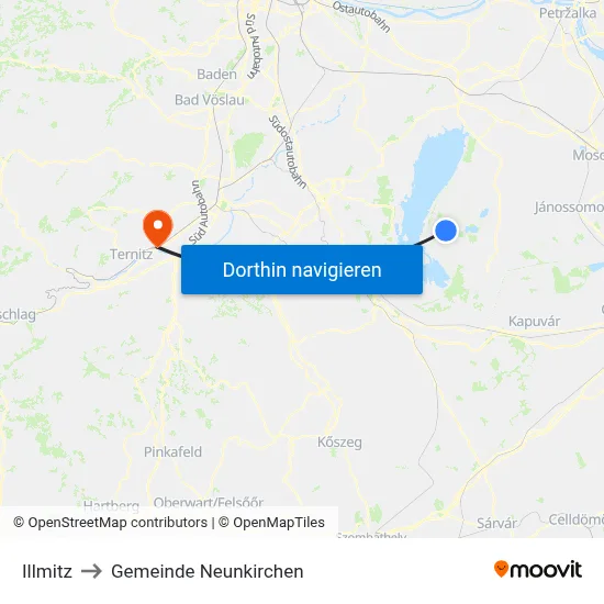 Illmitz to Gemeinde Neunkirchen map