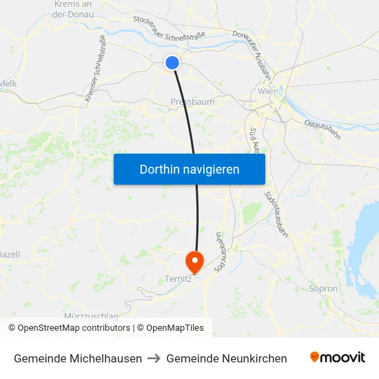 Gemeinde Michelhausen to Gemeinde Neunkirchen map