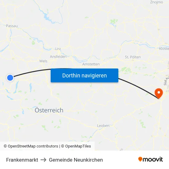 Frankenmarkt to Gemeinde Neunkirchen map